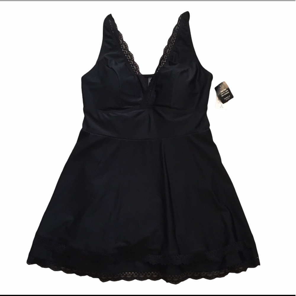 torrid Black Lace Trim Swim Dress NEW - Picture 4 of 8